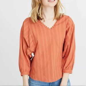 Madewell Coral Madewell Raglan Peasant Top in Stripe Size L
